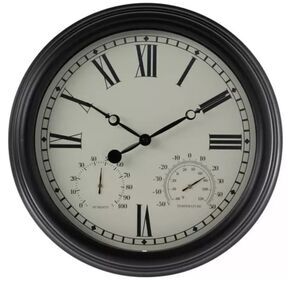Black & Cream Outdoor Wall Clock